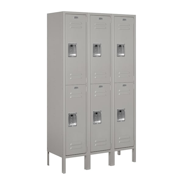 Wardrobe Locker, 36" W, 12" D, 66" H, (3) Wide, (6) Openings, Gray